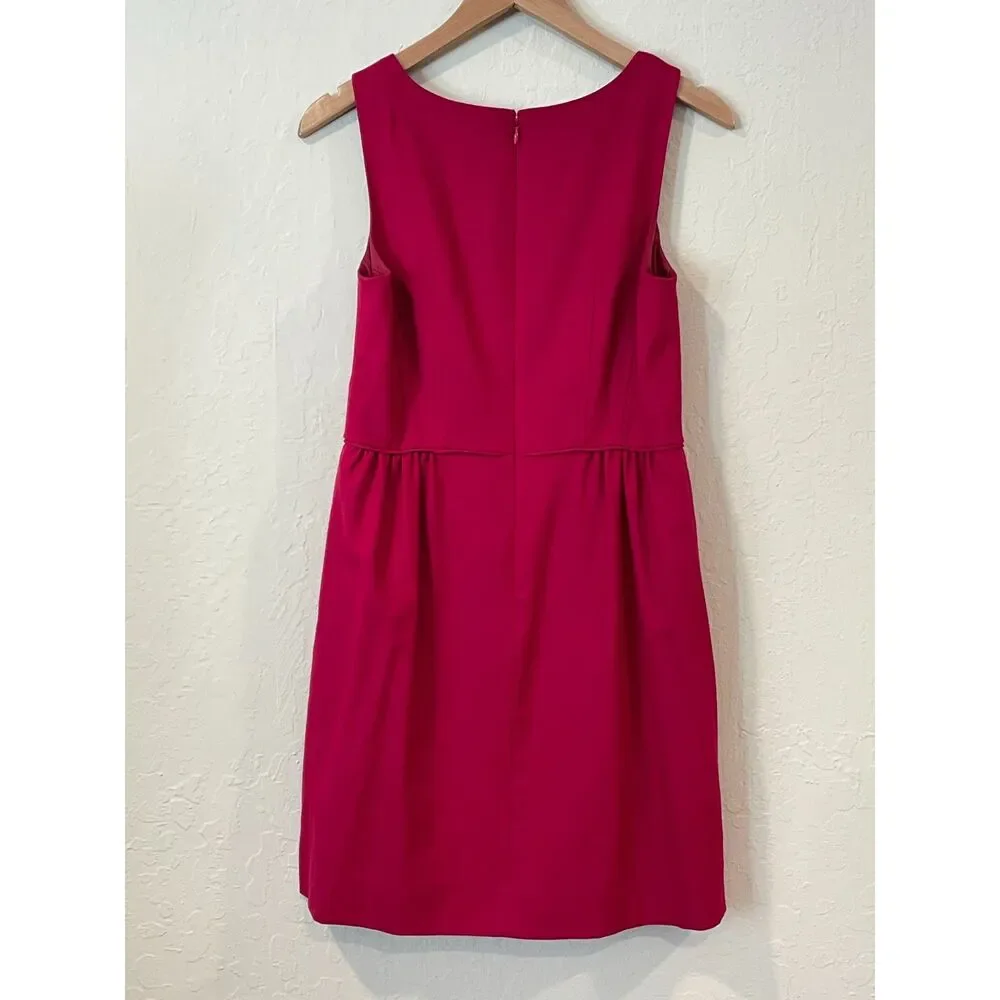 ~ J.Crew 8 sleeveless wool blend pink shift / sheath dress, knee length pleated - Picture 2 of 12